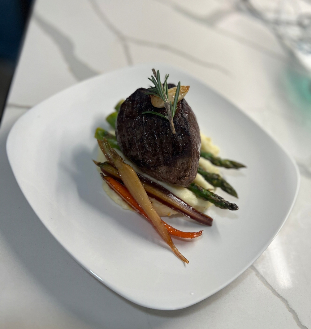 Private chef date night filet mignon with asparagus Scottsdale